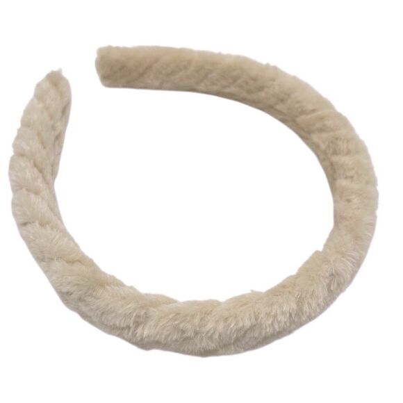 Cream Faux Fur Hair Band – Soft, Fluffy & Stylish Accessory - Picture 1 of 5